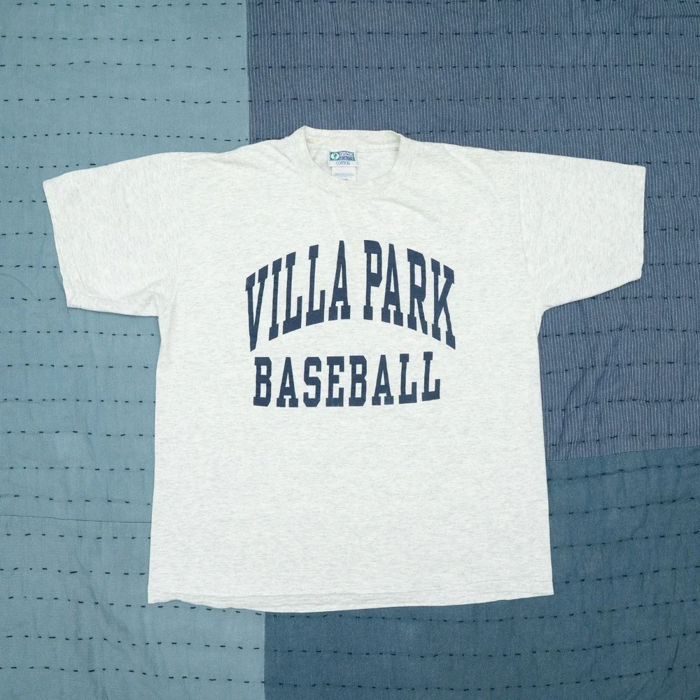 VTG Discus Sports Villa Park Baseball Short Sleeve Shirt heather grey 80s 90s XL